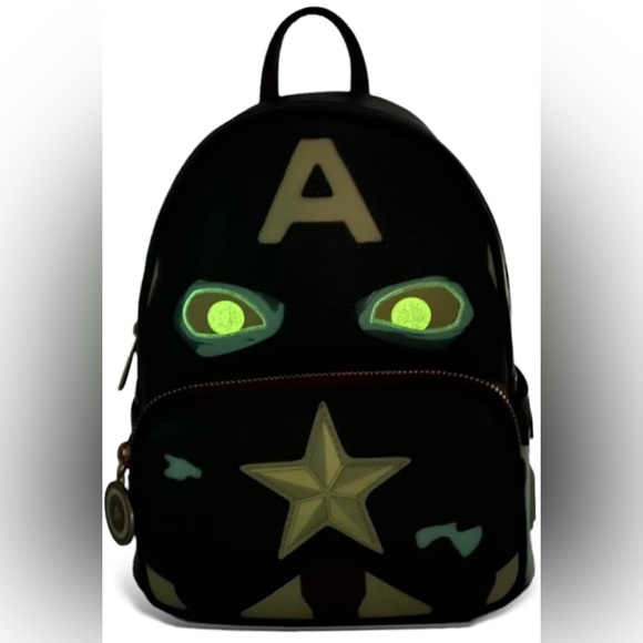 NWT What If Zombie Captain America Glow in the Dark Loungefly mini backpack - Picture 3 of 9